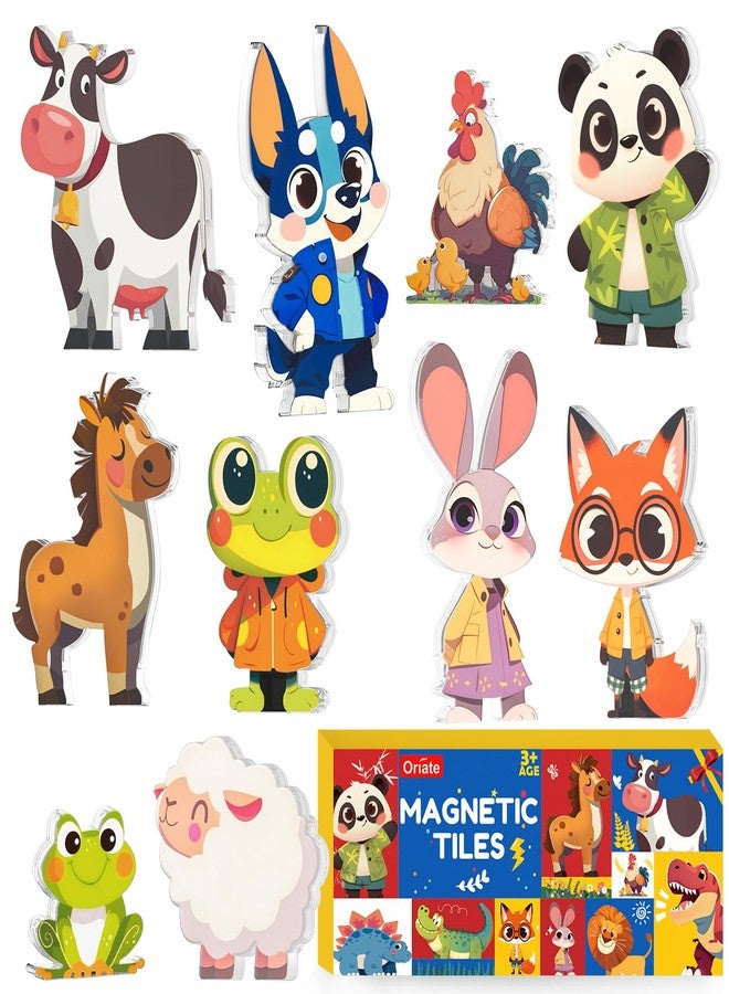 Oriate Farm Animals for Magnetic Tiles, 10pcs Farm Animal Toys Compatible with Magnet Tiles, Magnetic Animals Suitable for Magnet Tile, Educational Animal Magnets Blocks Accessory - Image 1